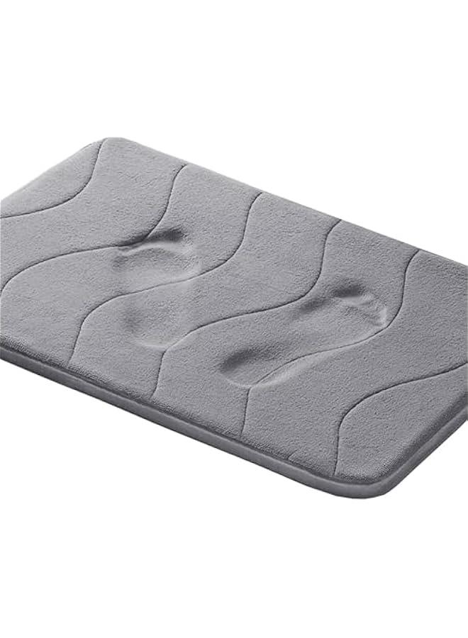HOOKOR Memory Foam Bath Mat for Bathroom Non Slip Bath Rug Velvet Thick Soft and Comfortable Water Absorbent Machine Washable Easier to Dry Floor Rug Mats(50 * 80cm) (Grey) - Image 1
