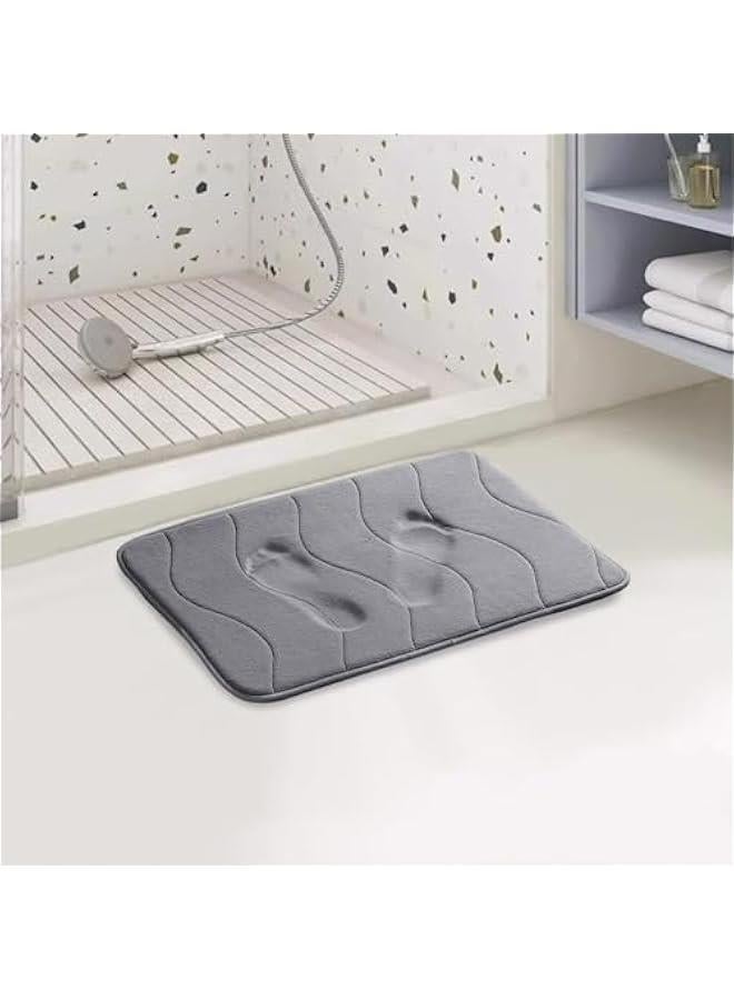 HOOKOR Memory Foam Bath Mat for Bathroom Non Slip Bath Rug Velvet Thick Soft and Comfortable Water Absorbent Machine Washable Easier to Dry Floor Rug Mats(50 * 80cm) (Grey) - Image 2