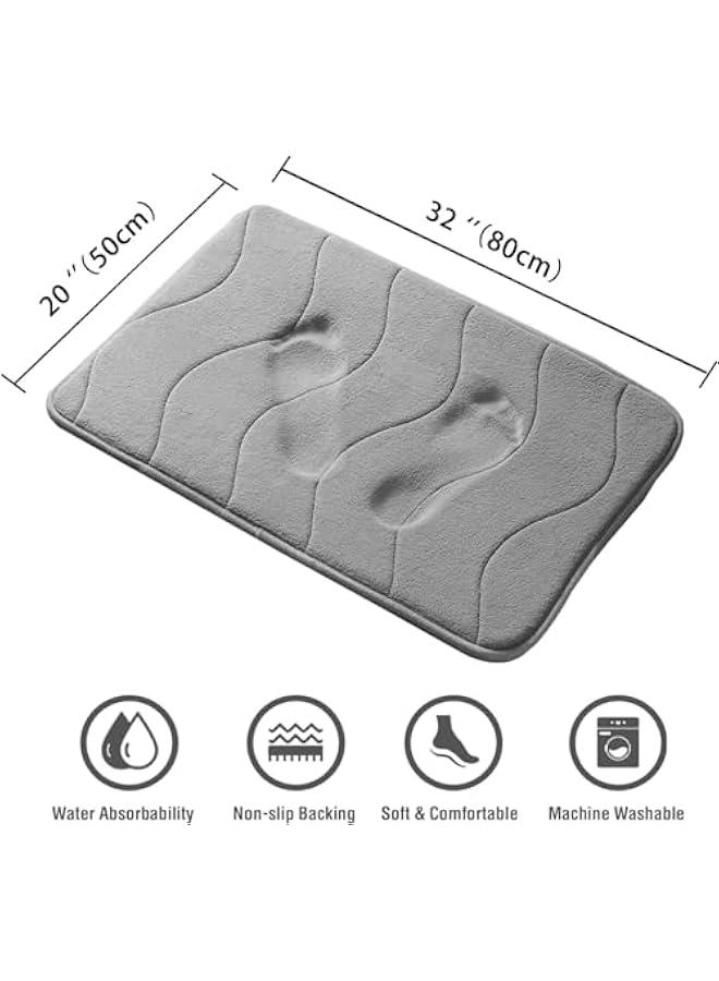 HOOKOR Memory Foam Bath Mat for Bathroom Non Slip Bath Rug Velvet Thick Soft and Comfortable Water Absorbent Machine Washable Easier to Dry Floor Rug Mats(50 * 80cm) (Grey) - Image 3