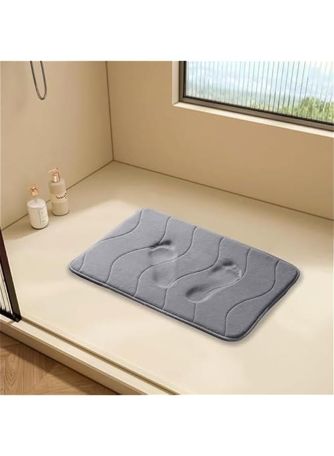 HOOKOR Memory Foam Bath Mat for Bathroom Non Slip Bath Rug Velvet Thick Soft and Comfortable Water Absorbent Machine Washable Easier to Dry Floor Rug Mats(50 * 80cm) (Grey) - Image 4
