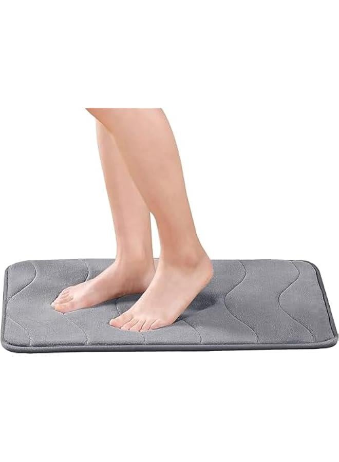 HOOKOR Memory Foam Bath Mat for Bathroom Non Slip Bath Rug Velvet Thick Soft and Comfortable Water Absorbent Machine Washable Easier to Dry Floor Rug Mats(50 * 80cm) (Grey) - Image 5