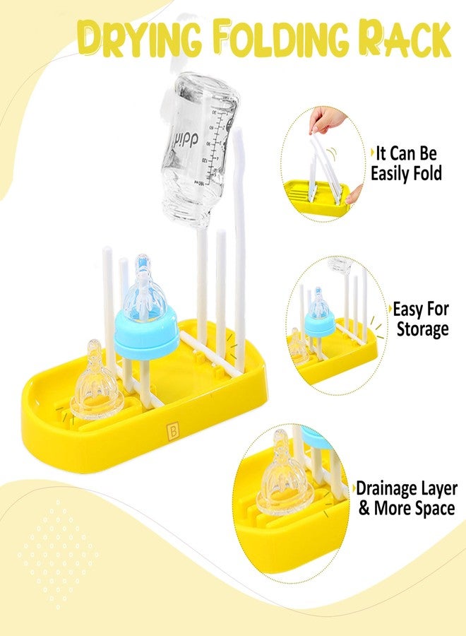 BEMBIKA Baby Drying Rack Folding, Baby Drying Rack, Baby Drying Rack for Bottles, Baby Drying Stand for Babies, Baby Bottle Drying Rack Storage (Yellow Color) - Image 2