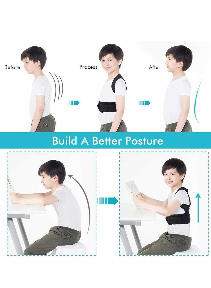 SYOSI Back Brace, Posture Corrector for Kids Teens, Relieve Back Pain Adjustable Upper Back race Spinal Support with Soft Shoulder Pads to Prevent Humpback, Recommended by Doctor (M, Blue) - Image 2