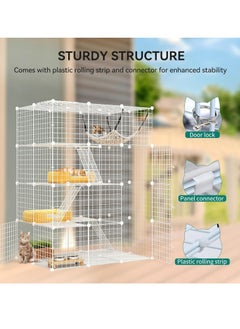 MissTiara Cat Cage, Cat house, Cat Cages Indoor Large, DIY Cat Enclosure Outdoor, Pet Cage for Rabbits, Small Animals ,Cat tree can be placed (White 147x111x75 cm)  - Image 3