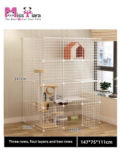 MissTiara Cat Cage, Cat house, Cat Cages Indoor Large, DIY Cat Enclosure Outdoor, Pet Cage for Rabbits, Small Animals ,Cat tree can be placed (White 147x111x75 cm)  - Image 2