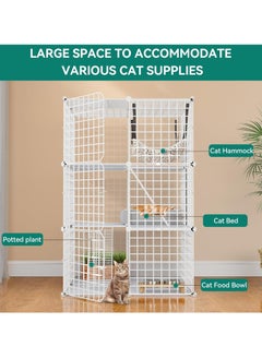 MissTiara Cat Cage, Cat house, Cat Cages Indoor Large, DIY Cat Enclosure Outdoor, Pet Cage for Rabbits, Small Animals ,Cat tree can be placed (White 147x111x75 cm)  - Image 4