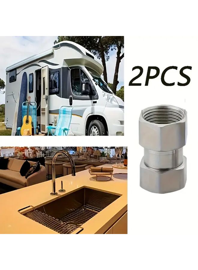 2pcs Heavy Duty Metal Plumbing Fittings Flexible Movable Water Pipe Connectors - Image 2