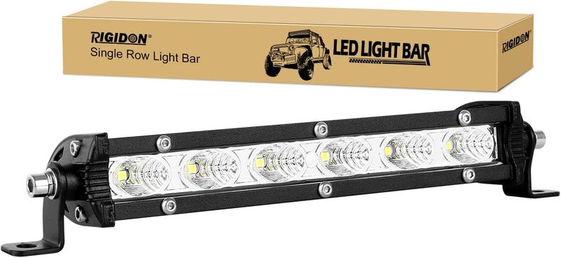 RIGIDON 7 بوصة 30 واط شعاع غمر لمصباح شريط LED للسيارة صف واحد فائق النحافة 12 فولت 24 فولت للطرق الوعرة والشاحنات وسيارات الدفع الرباعي وUTE وATV و4x4، مصباح عمل قيادة مقاوم للماء، مصباح ضباب أبيض 6000 كلفن، YY-05-30-F - Image 1
