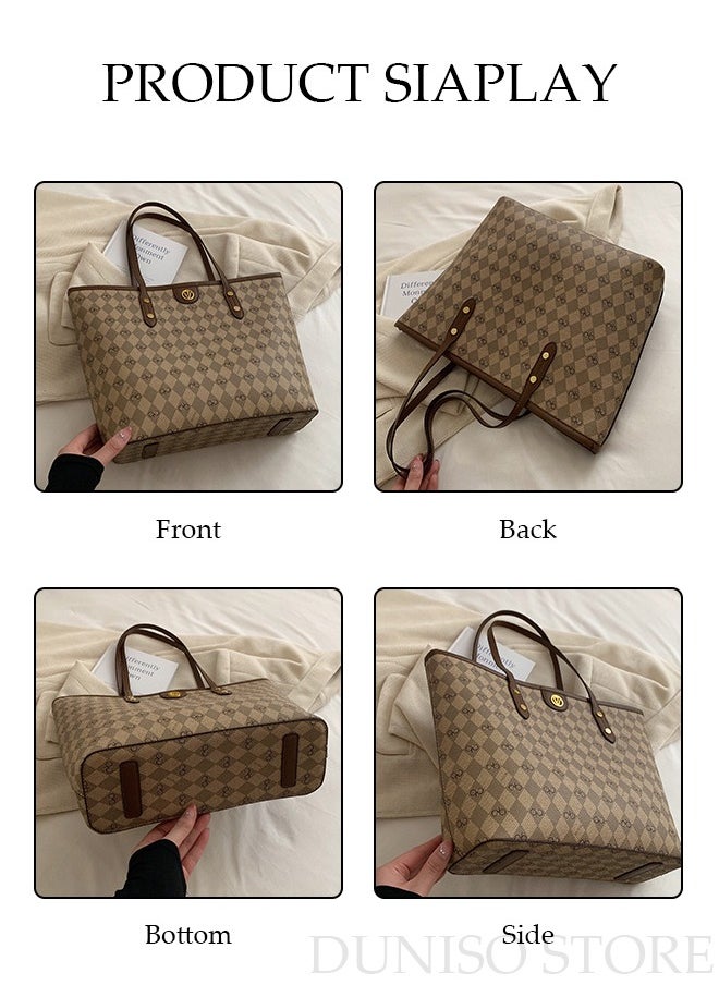 DUNISO - 2 Piece Women's Fashion Shoulder Tote Bag Faux Leather Handbag Set For Women Large Capacity Clutch Bag Fashionable Travel Messenger Shoulder Bag For Ladies - Image 1
