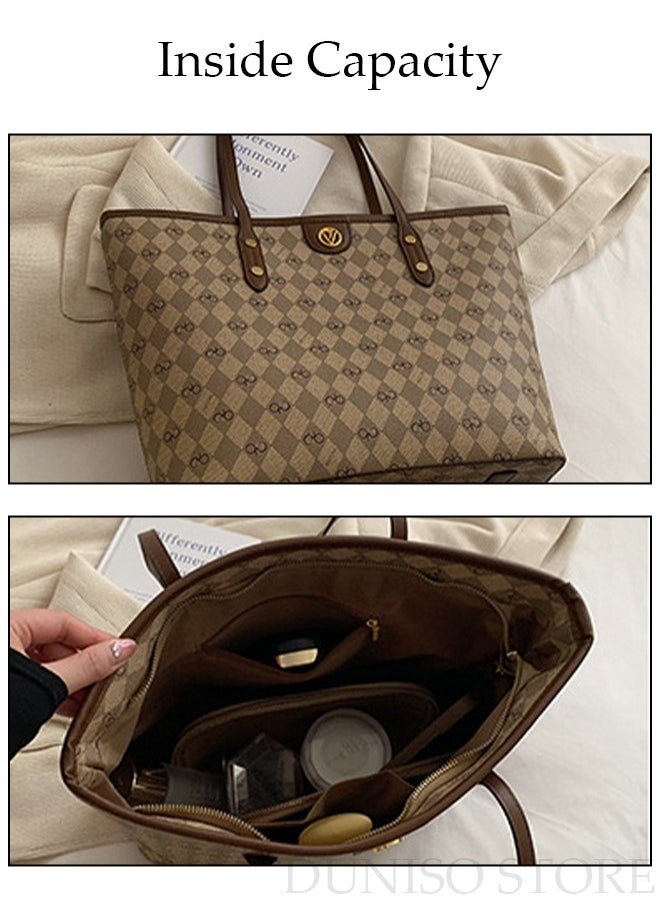 DUNISO - 2 Piece Women's Fashion Shoulder Tote Bag Faux Leather Handbag Set For Women Large Capacity Clutch Bag Fashionable Travel Messenger Shoulder Bag For Ladies - Image 1