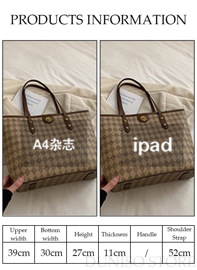 DUNISO - 2 Piece Women's Fashion Shoulder Tote Bag Faux Leather Handbag Set For Women Large Capacity Clutch Bag Fashionable Travel Messenger Shoulder Bag For Ladies - Image 1