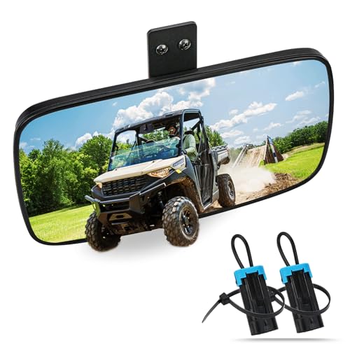 UNIGT Ranger Rear View Mirror, UNIGT Center Convex Rearview Mirrors Compatible with 2017-2025 Polaris Ranger 500 570 900 XP 1000 XP/Crew Fits Factory Present Drop Down Mounting Tab 2879969 - Image 1