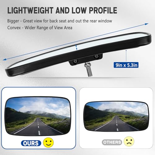 UNIGT Ranger Rear View Mirror, UNIGT Center Convex Rearview Mirrors Compatible with 2017-2025 Polaris Ranger 500 570 900 XP 1000 XP/Crew Fits Factory Present Drop Down Mounting Tab 2879969 - Image 2