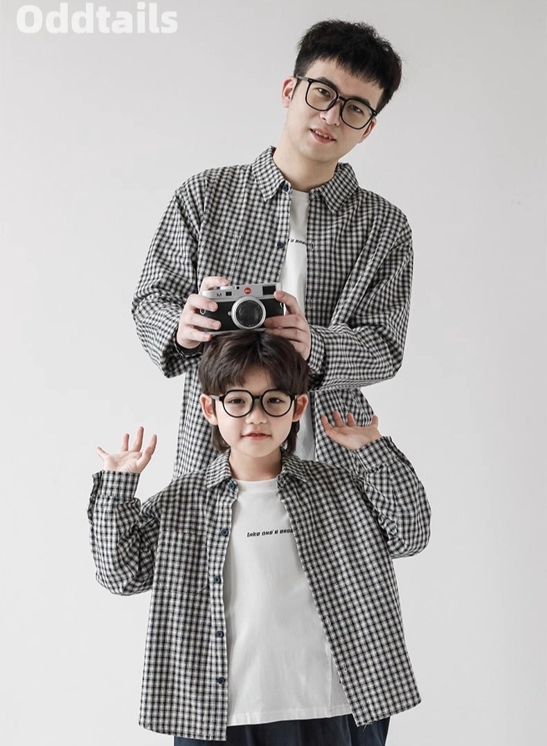Oddtails New Plaid Long Sleeved Shirt For Parent-Child Wear  - Image 1