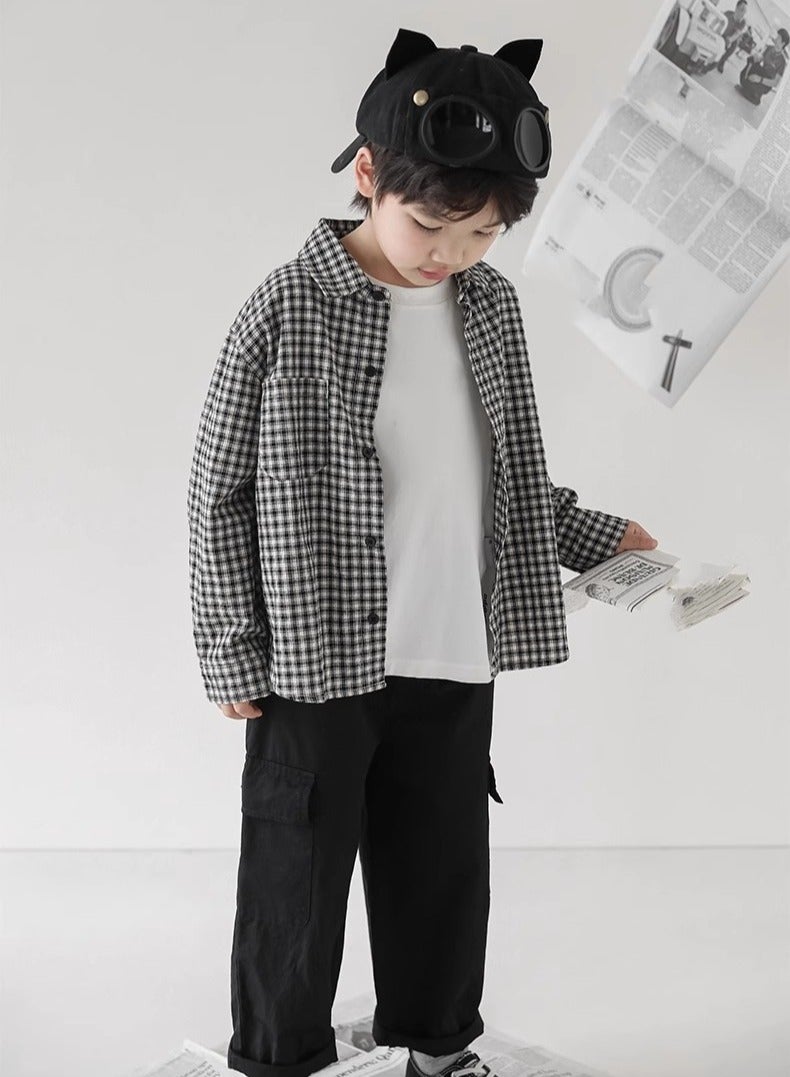 Oddtails New Plaid Long Sleeved Shirt For Parent-Child Wear  - Image 3