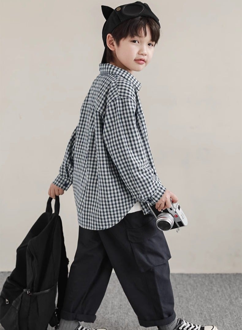Oddtails New Plaid Long Sleeved Shirt For Parent-Child Wear  - Image 5