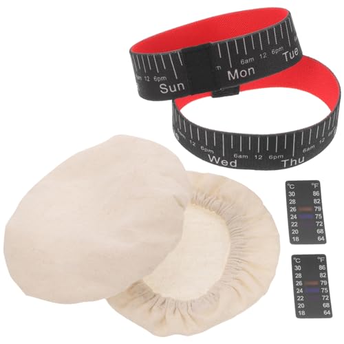 HOLIDYOYO Sourdough Starter Jar Kit Accessories with Cloth Covers Thermometer Stickers and Date Marking Bands for Precise Fermentation Control and Baking - Image 1