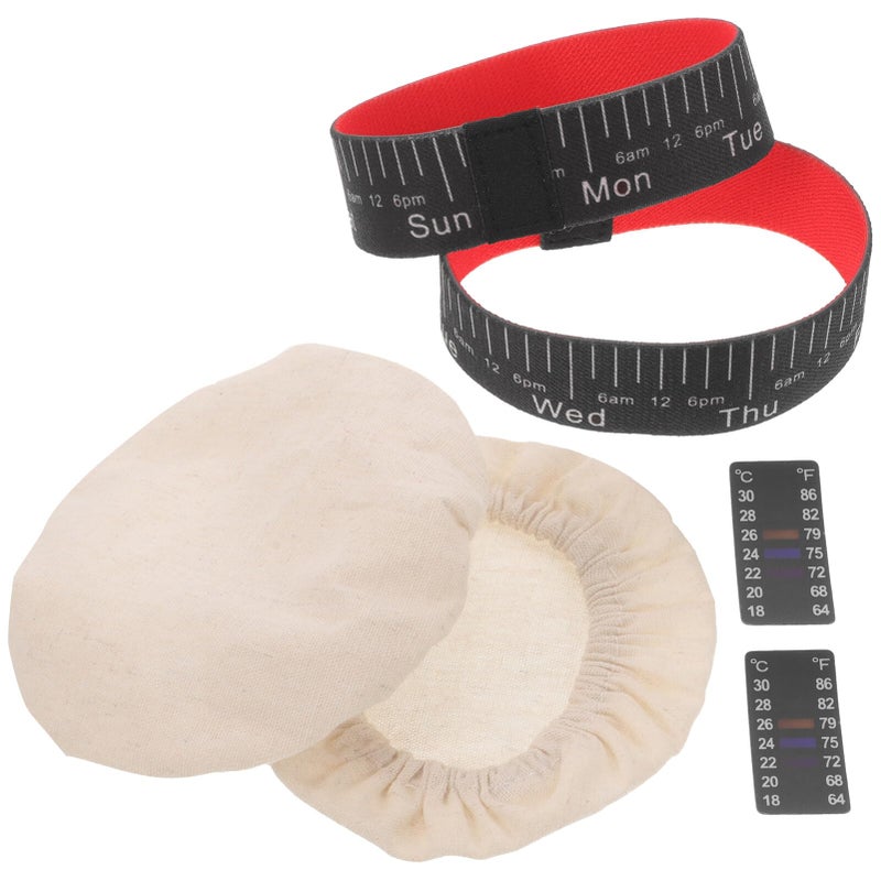 HOLIDYOYO Sourdough Starter Jar Kit Accessories with Cloth Covers Thermometer Stickers and Date Marking Bands for Precise Fermentation Control and Baking - Image 3