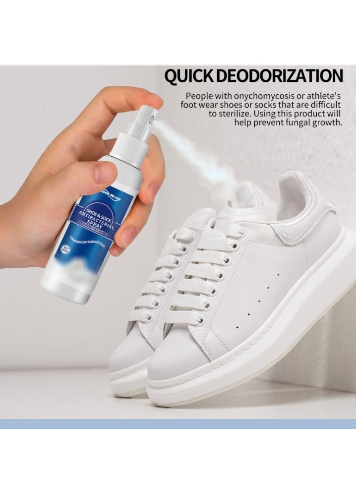 Shoe & Sock Antibacterial Deodorant Spray Foot Odor Eliminator Shoe Deodorizer,Muti-Purpose Foot Odor Control Odor Eaters for Shoes Sneakers Boots Sandals 60ML