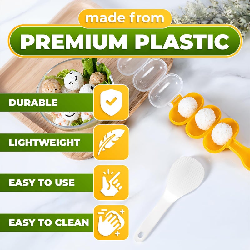 LIBERHAUS Rice Ball Mold with Paddle Spoon â€“ Rice Ball Maker Mold for Temari Sushi, Yaki-Onigiri â€“ Sushi Plates & DIY Kit, Designed for Creative Presentations on Sushi Plates, Great for Sushi Plate Decorating - Image 4