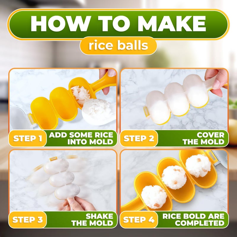LIBERHAUS Rice Ball Mold with Paddle Spoon â€“ Rice Ball Maker Mold for Temari Sushi, Yaki-Onigiri â€“ Sushi Plates & DIY Kit, Designed for Creative Presentations on Sushi Plates, Great for Sushi Plate Decorating - Image 3