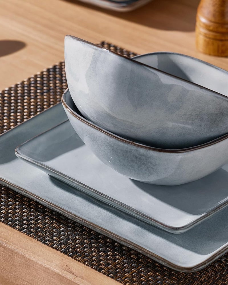 Famiware Ocean Square 12-Piece Dinnerware Set for 4 - Grey - Image 4