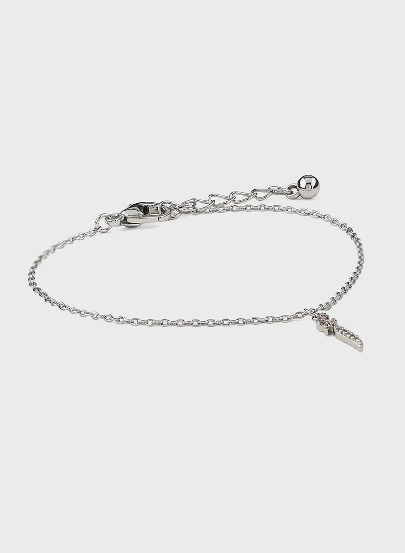 Khizana Cz  Arabic Initial "A" Charm Bracelet