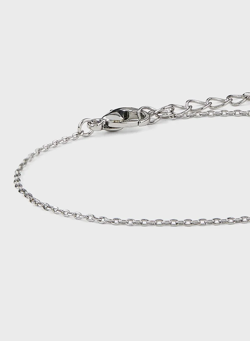 Khizana Cz  Arabic Initial "A" Charm Bracelet