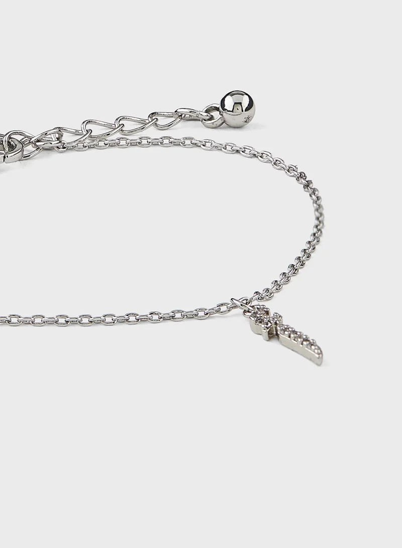 Khizana Cz  Arabic Initial "A" Charm Bracelet