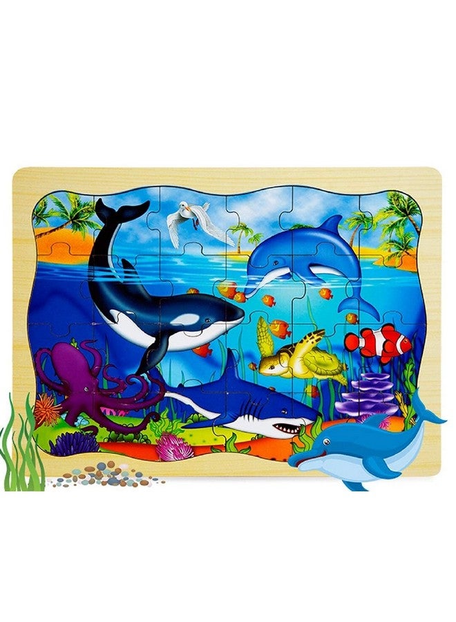 فنبلاست أحجية الصور المقطوعة الخشبية لتعلم الديناصورات والحياة البحرية للأطفال من فن بلاست كيدز، لعبة أحجيات الصور المقطوعة الخشبية بدون ورق للأطفال - 48 قطعة (متعددة الألوان) - Image 2