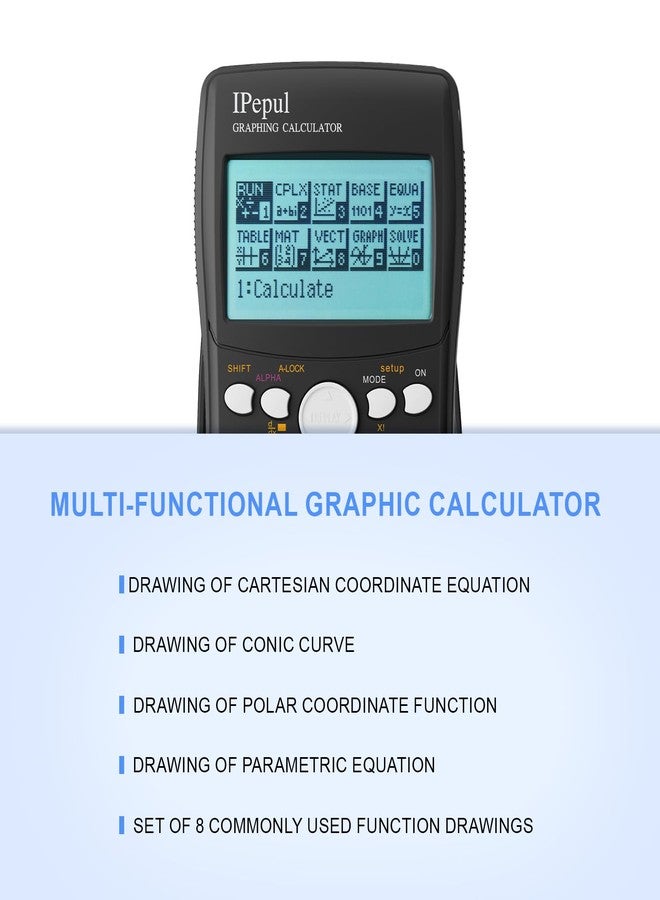 iPepul Graphing Calculator,IPepul Scientific Calculators 10 Modes /4 Graphing Functions,Desktop Math Calculator for College Students,School Supplies for Middle High School Teachers Office（Black） - Image 4