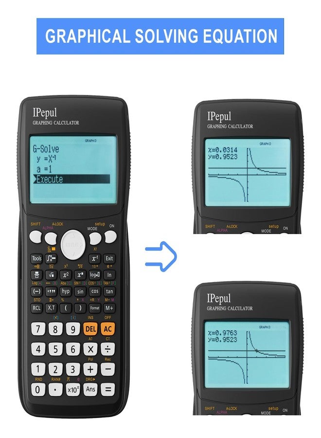 iPepul Graphing Calculator,IPepul Scientific Calculators 10 Modes /4 Graphing Functions,Desktop Math Calculator for College Students,School Supplies for Middle High School Teachers Office（Black） - Image 3
