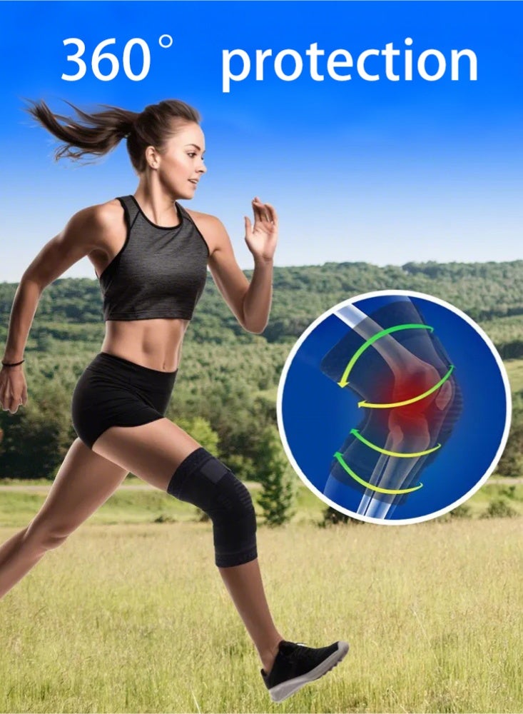 X spring 2-Piece Bandage Knee Brace, Best Adjustable Knee Brace for Unisex, Suitable for Running, Cycling, Basketball and Other Sports (Size M, Black) - Image 5
