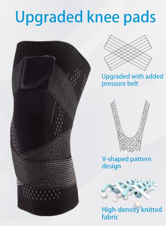 X spring 2-Piece Bandage Knee Brace, Best Adjustable Knee Brace for Unisex, Suitable for Running, Cycling, Basketball and Other Sports (Size M, Black) - Image 4