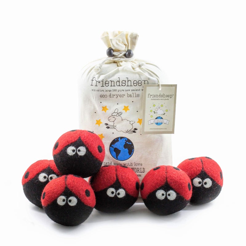 Friendsheep كرات تجفيف الصوف من فريندشيب 6 حبة XL عضوية متميزة قابلة لإعادة الاستخدام خالية من القسوة مصنوعة يدويًا تجارة عادلة بدون ألياف ناعمة حشرات السيدة حشرات الغسيل - Image 3