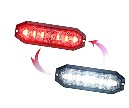 Unicorn Lighting UT01 Surface Mount Warning Emergency Strobe Grille Light Head [SAE class 1] [Dual Color] [IP68] for Police and Tow Truck Construction Vehicle A/B/R/W (Red/White, 6 + 6 LED) - Image 1