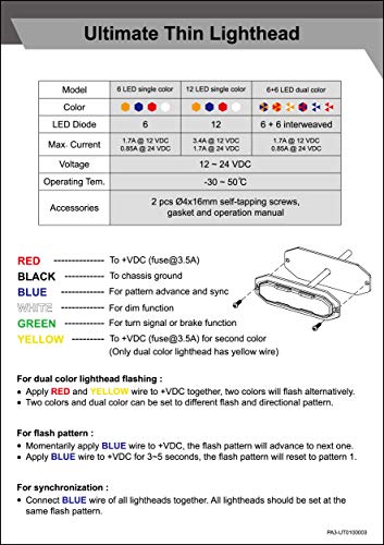 Unicorn Lighting UT01 Surface Mount Warning Emergency Strobe Grille Light Head [SAE class 1] [Dual Color] [IP68] for Police and Tow Truck Construction Vehicle A/B/R/W (Red/White, 6 + 6 LED) - Image 5