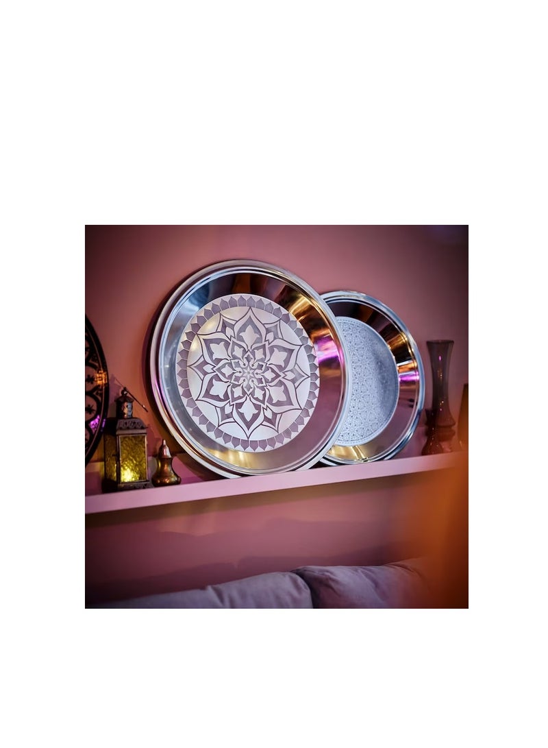 صينية ، طقم من 2 ، لون فضي - Image 2