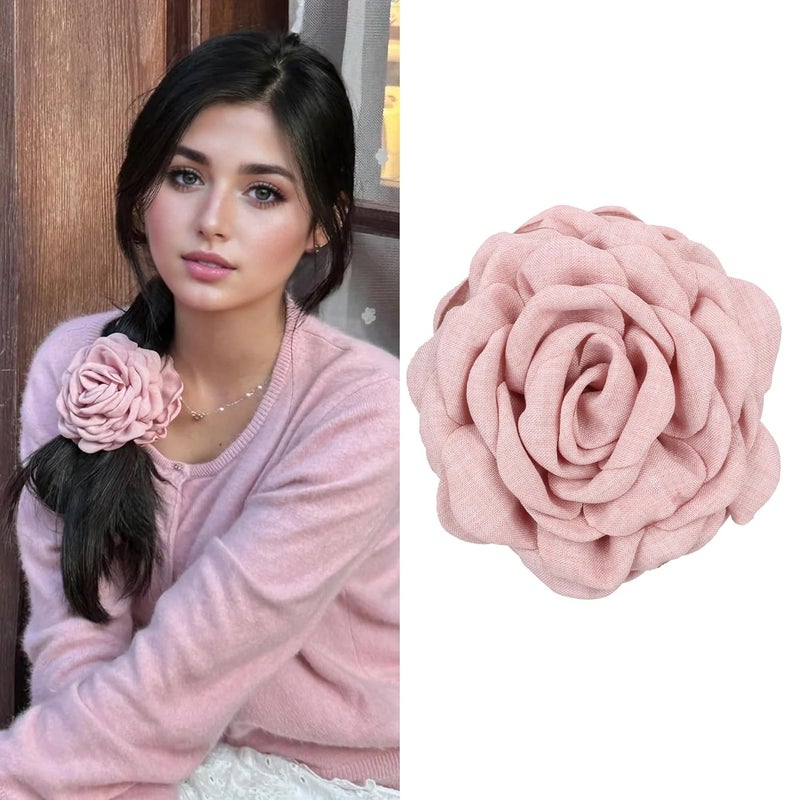 NAISIER NAISIER Hair Clip Flower Hairpin Fabric Rose Flowers Hair Clip Silk Hawaiian Flower Hair Clip Hair Accessories for Women Girls Wedding Party Mothers DayPINK 