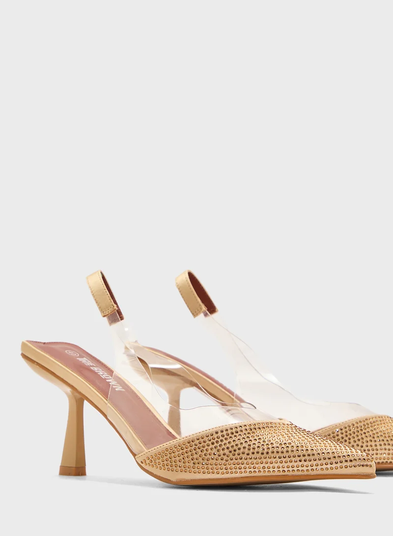 THE BROWN High Heeled Diamante Pump