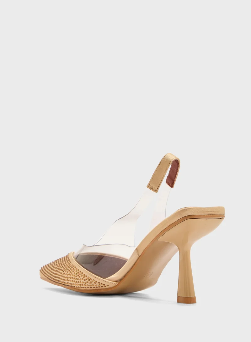 THE BROWN High Heeled Diamante Pump
