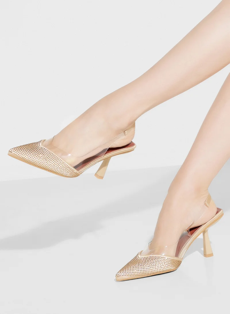 THE BROWN High Heeled Diamante Pump