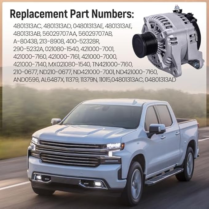FuseRish 421000-7001 Alternator 12V 220A Compatible with Dodge Ram 2500 3500 4500 5500 2013-2022 L6 6.7L Replace 4801313AC, 4801313AB, 56029707AA, 213-8908, ND421000-7001, 11379N CW 8-Groove - Image 2