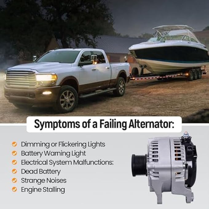 FuseRish 421000-7001 Alternator 12V 220A Compatible with Dodge Ram 2500 3500 4500 5500 2013-2022 L6 6.7L Replace 4801313AC, 4801313AB, 56029707AA, 213-8908, ND421000-7001, 11379N CW 8-Groove - Image 5