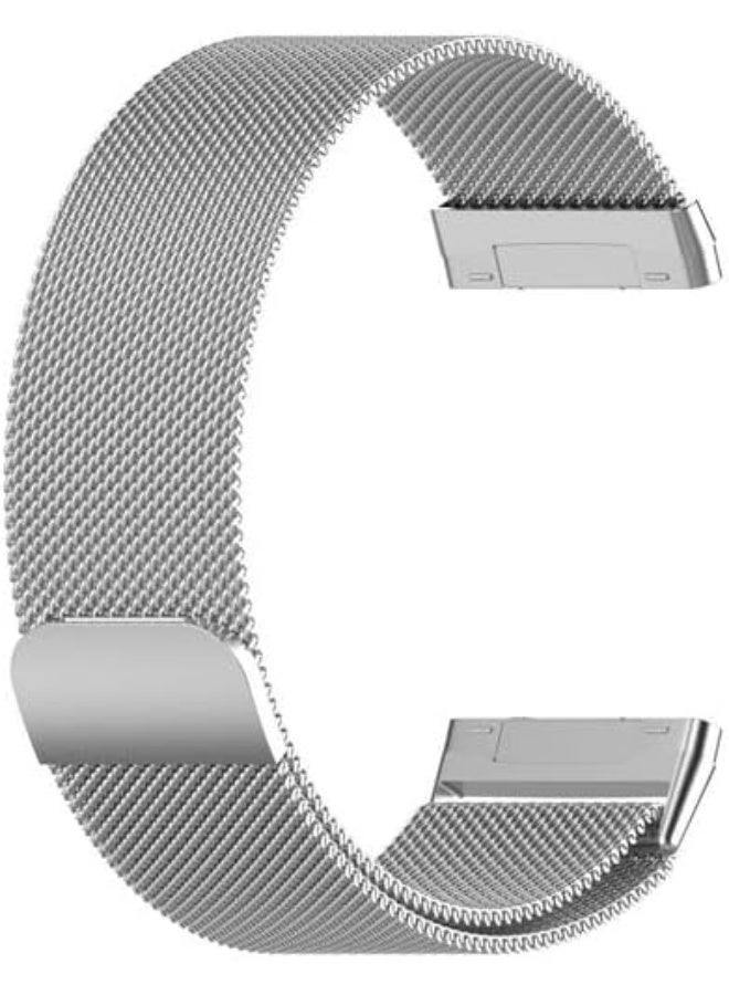 سوار ساعة متوافق مع Fitbit Versa 3/Versa 4/Sense للنساء والرجال، حزام ساعة بديل مغناطيسي من الفولاذ المقاوم للصدأ، شبكي معدني، (فضي) - Image 2