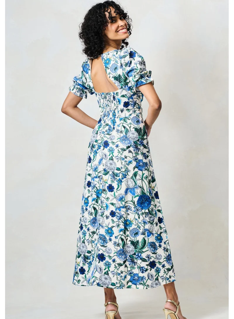 هوب اند ايفي فستان ميدي بياقة قلب وأكمام منفوشة