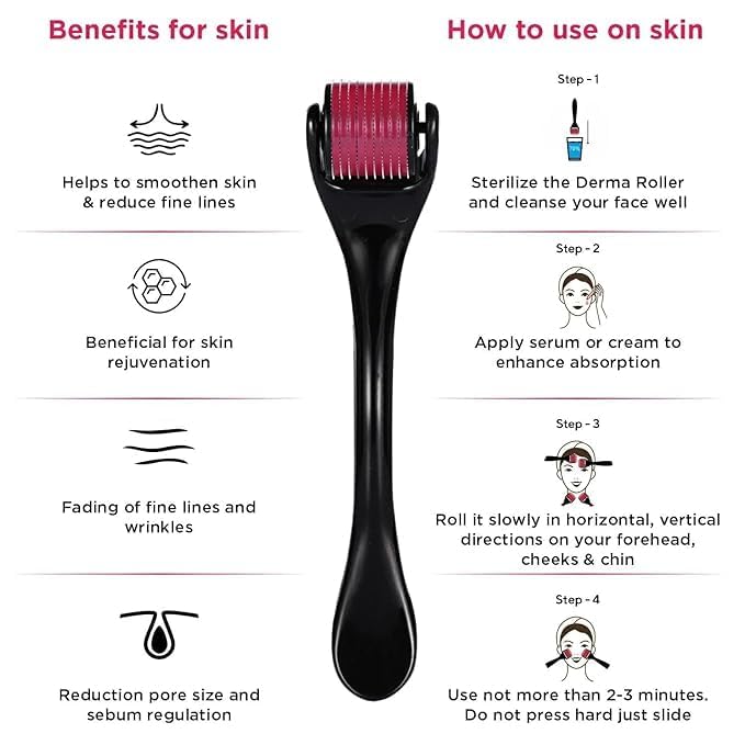 HOMEZZA Derma Roller For Hair Growth 05 Mm With 540 Titanium NeedlesRepairs Damaged Hair Activates Hair FolliclesFor Hair Fall Hair ThickeningReduces Acne ScarsSafe Effective To Use 80 Grams - Image 4