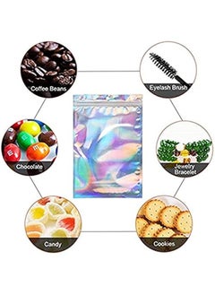 Generic 100 pieces holographic resealable Mylar bags for party favor food storage heat seal aluminum foil pouch for small business 16 x 24 cm 6.3 x 9.45 inch  - Image 5