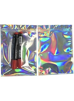 Generic 100 pieces holographic resealable Mylar bags for party favor food storage heat seal aluminum foil pouch for small business 16 x 24 cm 6.3 x 9.45 inch  - Image 2