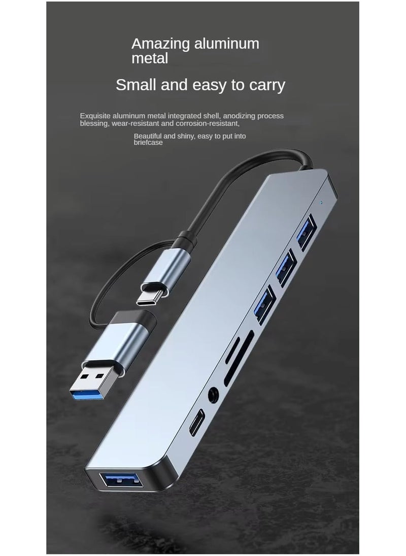 ELTRAZONE - 8-in-1 USB C Hub Type C Multiport Adapter with 4K HDMI, PD Power Delivery, Ethernet, USB-C, 2 USB Ports, SD/TF Card Reader – Compatible with MacBook Pro, XPS, and More Type-C Devices - Image 1
